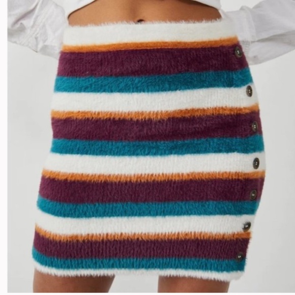 Free People Fig Jam Combo Ciara Fuzzy Sweater Mini Skirt size Small - Picture 1 of 8